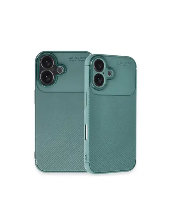 Apple İphone 16 Plus Kılıf Auto Focus Karbon Kapak - Koyu Yeşil