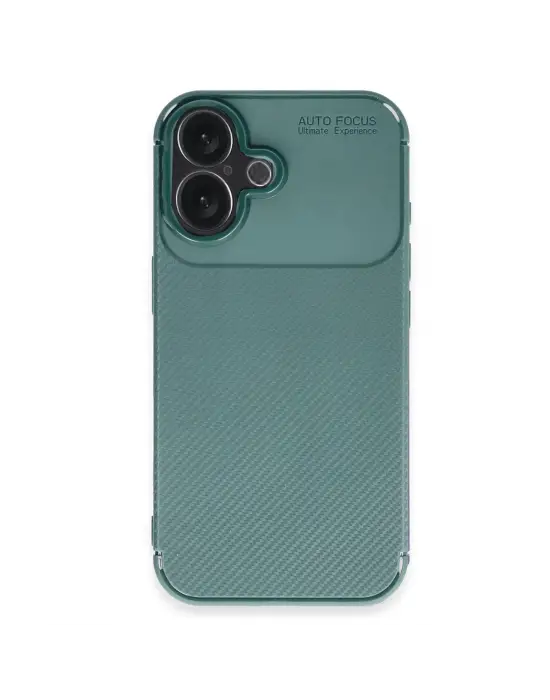Apple İphone 16 Plus Kılıf Auto Focus Karbon Kapak - Koyu Yeşil