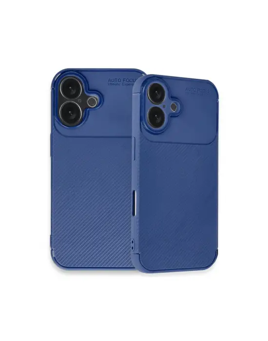 Apple İphone 16 Plus Kılıf Auto Focus Karbon Kapak - Lacivert