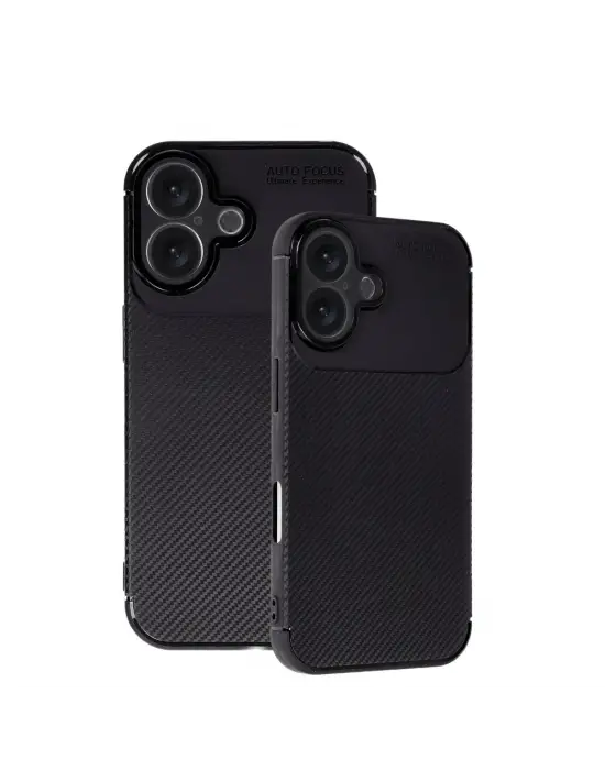 Apple İphone 16 Plus Kılıf Auto Focus Karbon Kapak - Siyah