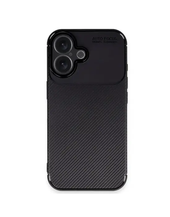 Apple İphone 16 Plus Kılıf Auto Focus Karbon Kapak - Siyah