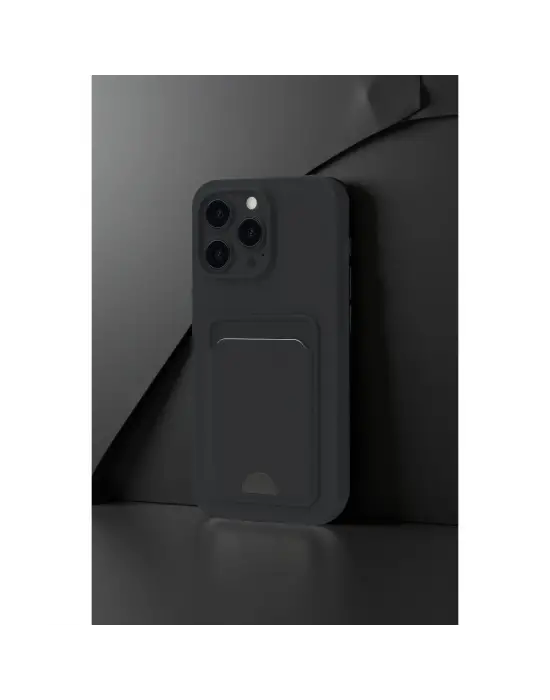 Apple İphone 16 Plus Kılıf Kelvin Kartvizitli Silikon - Siyah