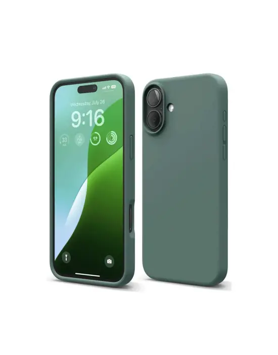 Apple İphone 16 Plus Kılıf Nano İçi Kadife Silikon - Koyu Yeşil