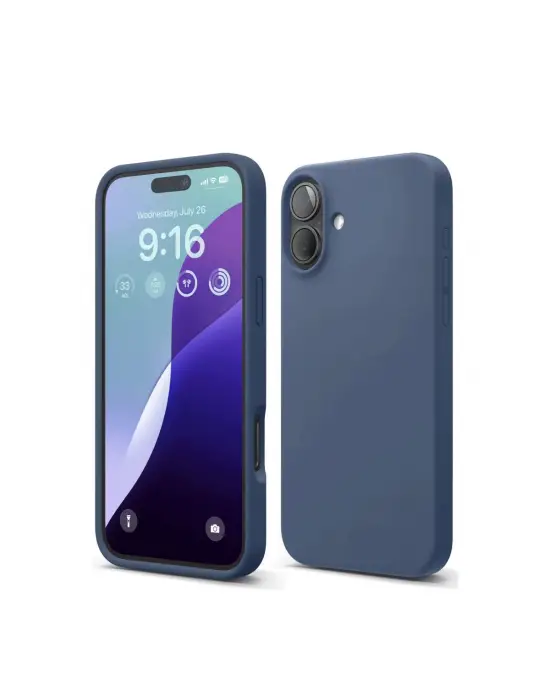Apple İphone 16 Plus Kılıf Nano İçi Kadife Silikon - Lacivert