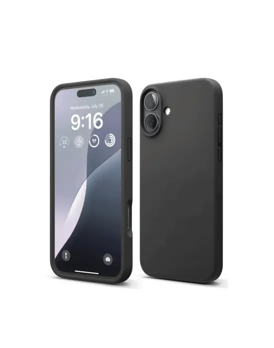 Apple İphone 16 Plus Kılıf Nano İçi Kadife Silikon - Siyah