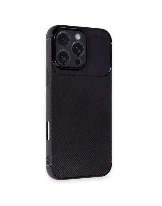 Apple İphone 16 Pro Kılıf Auto Focus Karbon Kapak - Siyah