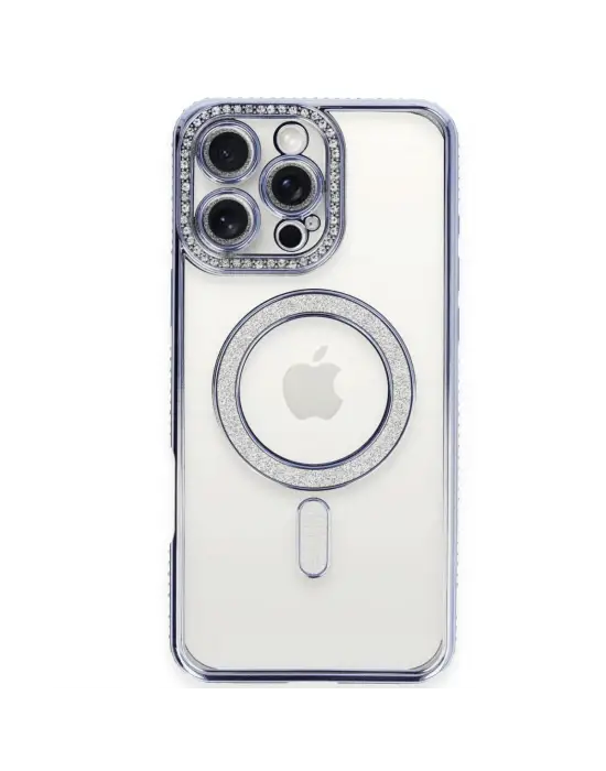Apple İphone 16 Pro Kılıf Joke Simli Magneticsafe Kılıf - Mavi