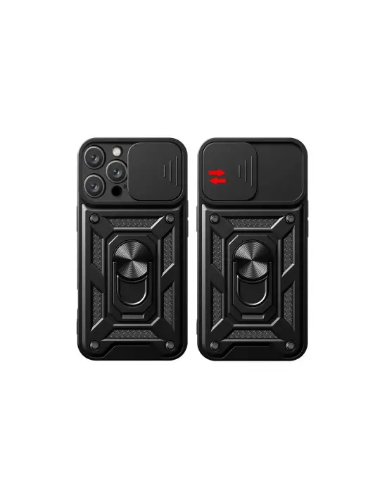 Apple İphone 16 Pro Kılıf Pars Lens Yüzüklü Silikon - Siyah
