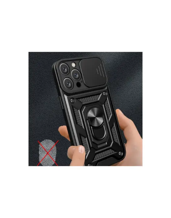 Apple İphone 16 Pro Kılıf Pars Lens Yüzüklü Silikon - Siyah
