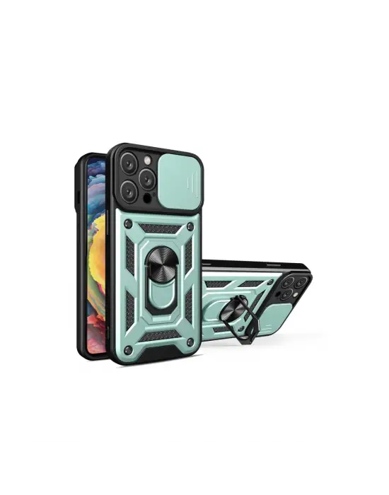 Apple İphone 16 Pro Kılıf Pars Lens Yüzüklü Silikon - Yeşil