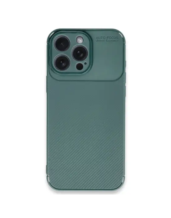 Apple İphone 16 Pro Max Kılıf Auto Focus Karbon Kapak - Koyu Yeşil