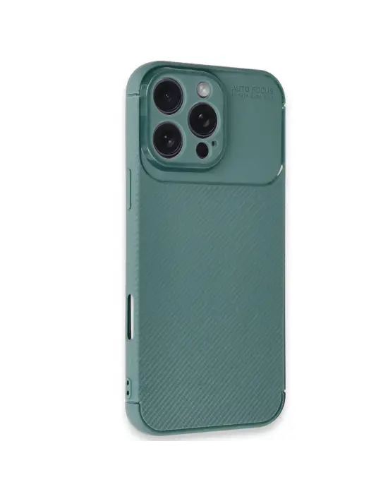 Apple İphone 16 Pro Max Kılıf Auto Focus Karbon Kapak - Koyu Yeşil