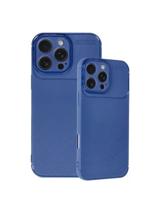 Apple İphone 16 Pro Max Kılıf Auto Focus Karbon Kapak - Lacivert