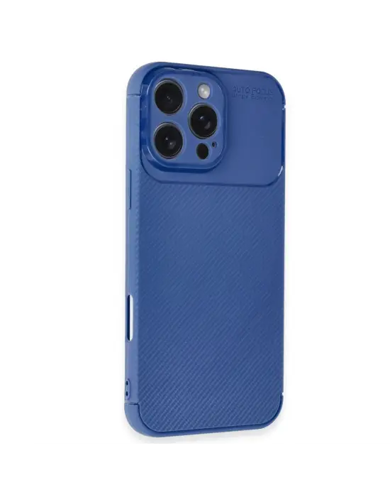Apple İphone 16 Pro Max Kılıf Auto Focus Karbon Kapak - Lacivert