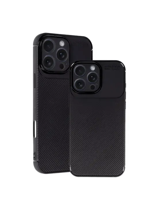 Apple İphone 16 Pro Max Kılıf Auto Focus Karbon Kapak - Siyah