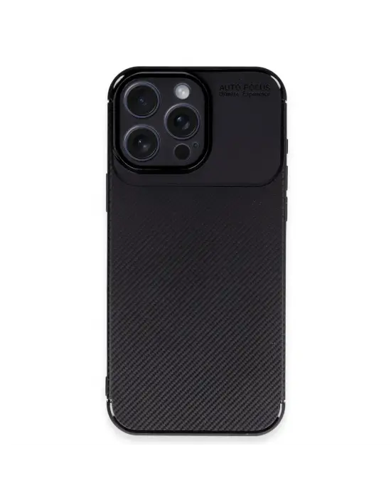 Apple İphone 16 Pro Max Kılıf Auto Focus Karbon Kapak - Siyah