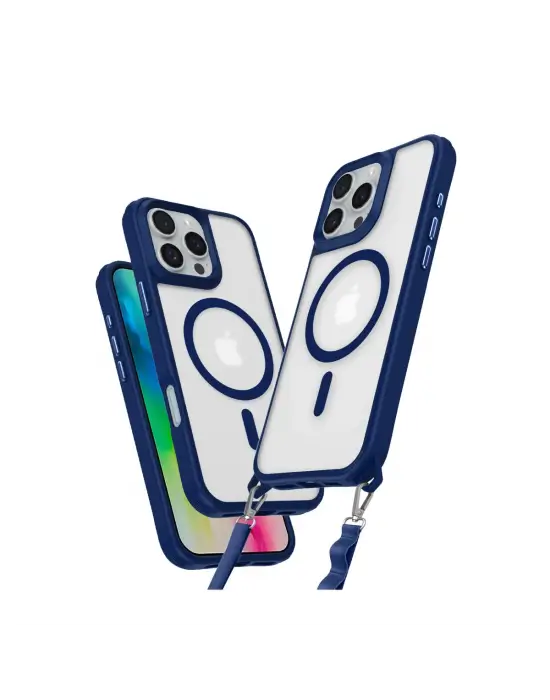 Apple İphone 16 Pro Max Kılıf Enka Magsafe Silikon Kılıf - Lacivert