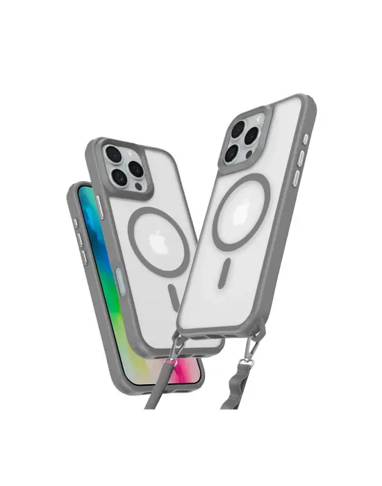 Apple İphone 16 Pro Max Kılıf Enka Magsafe Silikon Kılıf - Titan Gri