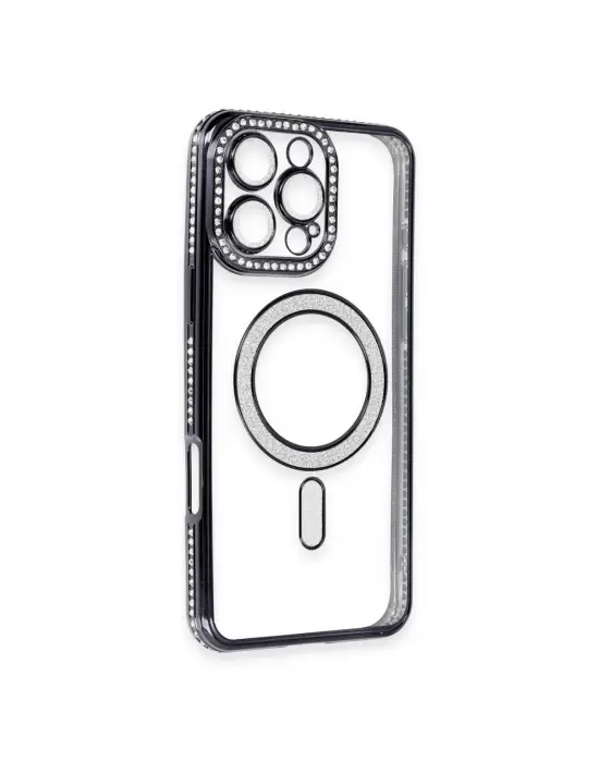 Apple İphone 16 Pro Max Kılıf Joke Simli Magneticsafe Kılıf - Gri