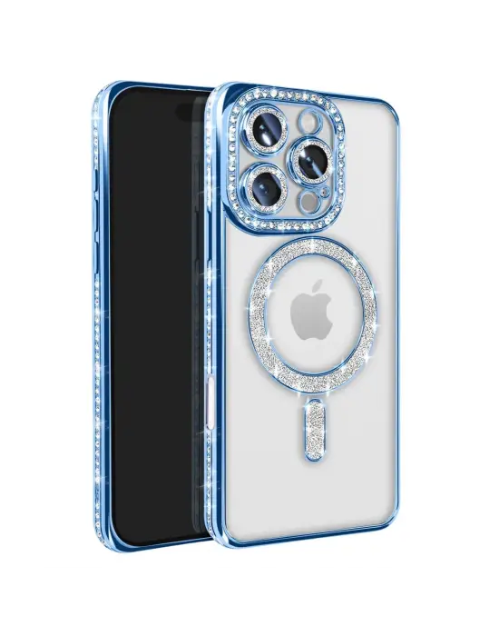 Apple İphone 16 Pro Max Kılıf Joke Simli Magneticsafe Kılıf - Mavi