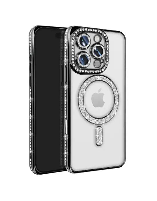 Apple İphone 16 Pro Max Kılıf Joke Simli Magneticsafe Kılıf - Siyah