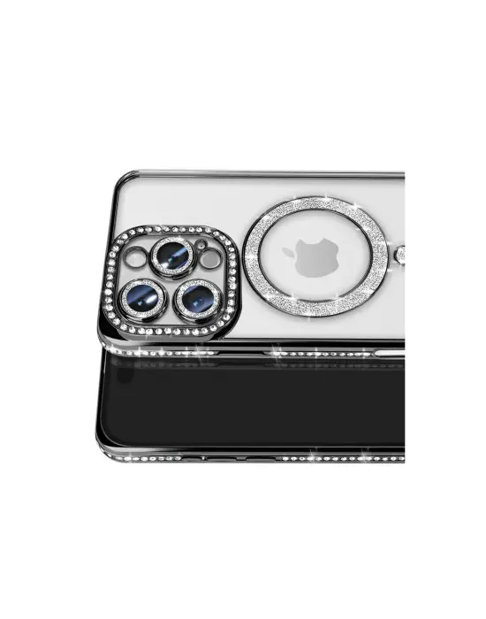 Apple İphone 16 Pro Max Kılıf Joke Simli Magneticsafe Kılıf - Siyah