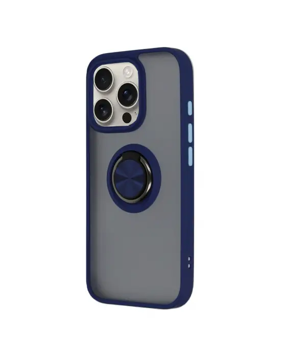 Apple İphone 16 Pro Max Kılıf Montreal Yüzüklü Silikon Kapak - Lacivert
