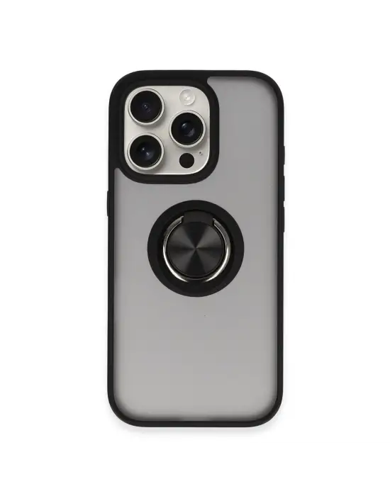 Apple İphone 16 Pro Max Kılıf Montreal Yüzüklü Silikon Kapak - Siyah