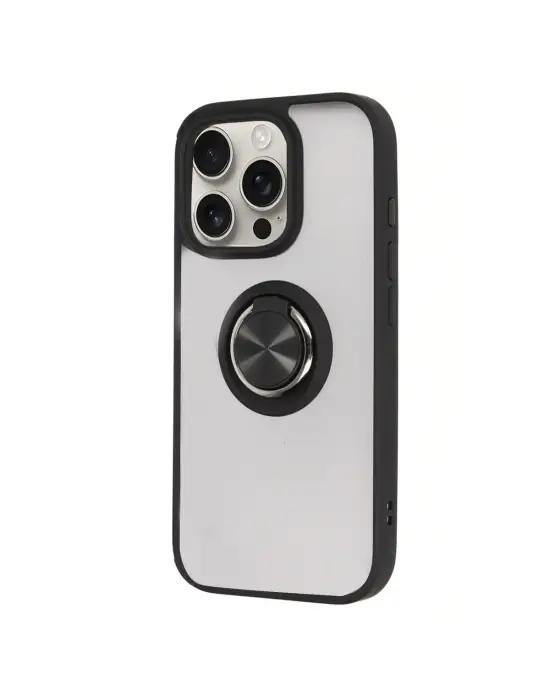 Apple İphone 16 Pro Max Kılıf Montreal Yüzüklü Silikon Kapak - Siyah