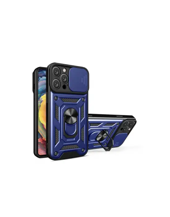 Apple İphone 16 Pro Max Kılıf Pars Lens Yüzüklü Silikon - Lacivert