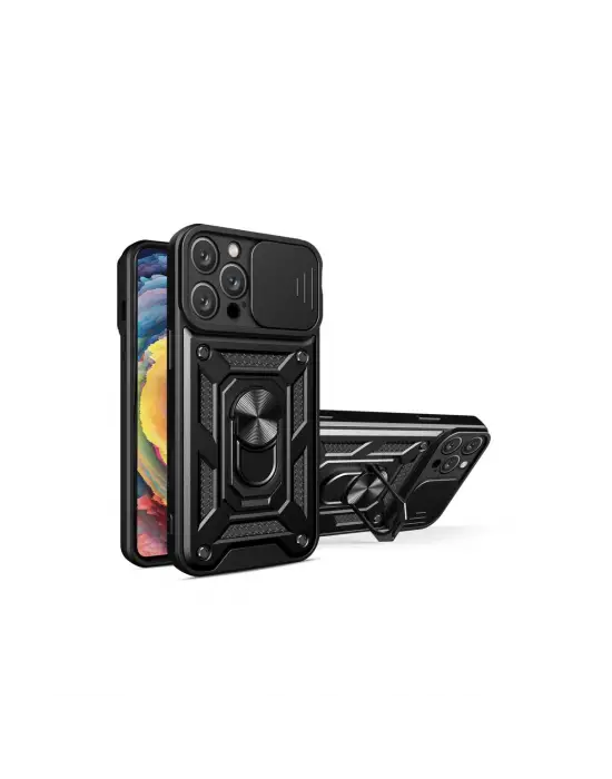 Apple İphone 16 Pro Max Kılıf Pars Lens Yüzüklü Silikon - Siyah