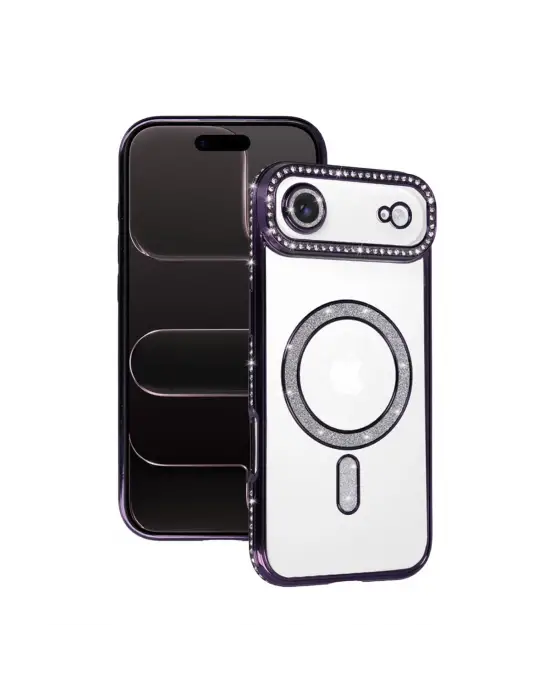 Apple İphone 17 Air Joke Simli Magneticsafe Kılıf - Derin Mor