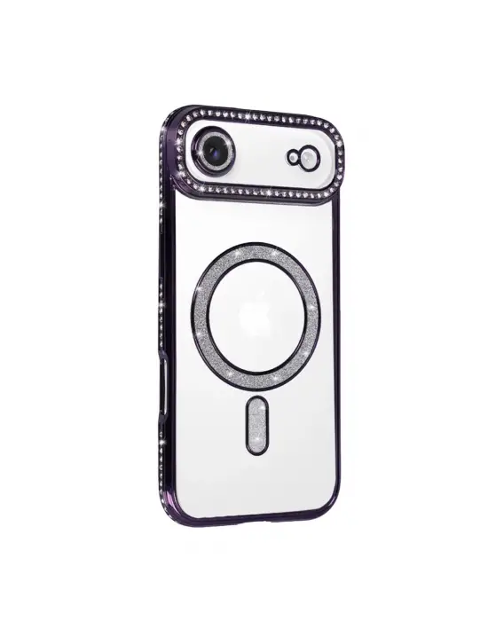 Apple İphone 17 Air Joke Simli Magneticsafe Kılıf - Derin Mor