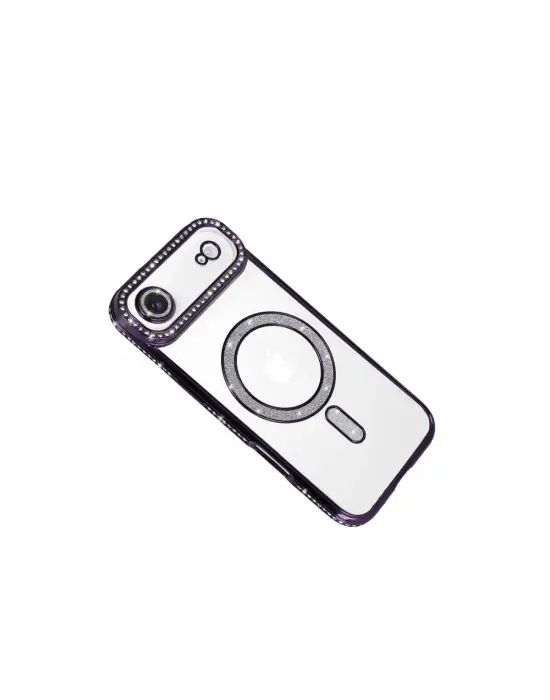 Apple İphone 17 Air Joke Simli Magneticsafe Kılıf - Derin Mor