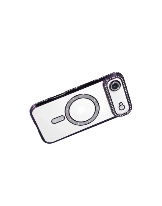 Apple İphone 17 Air Joke Simli Magneticsafe Kılıf - Derin Mor
