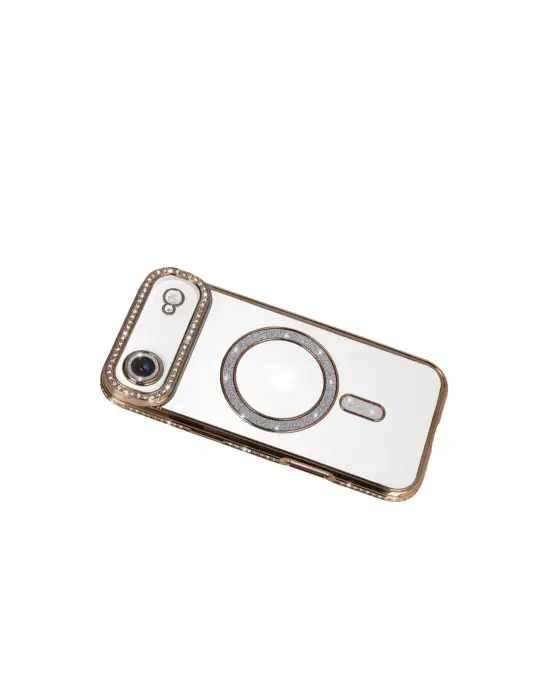 Apple İphone 17 Air Joke Simli Magneticsafe Kılıf - Gold