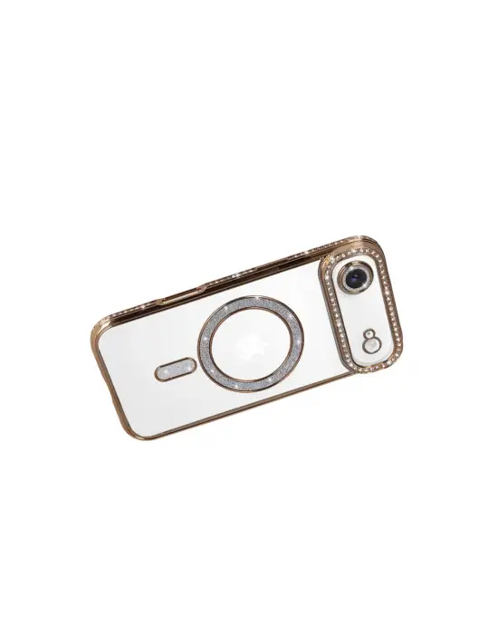 Apple İphone 17 Air Joke Simli Magneticsafe Kılıf - Gold