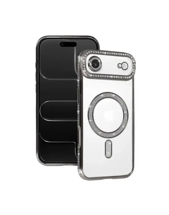 Apple İphone 17 Air Joke Simli Magneticsafe Kılıf - Gümüş