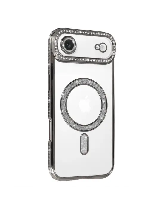 Apple İphone 17 Air Joke Simli Magneticsafe Kılıf - Gümüş