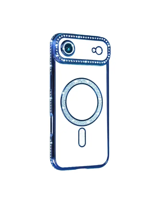 Apple İphone 17 Air Joke Simli Magneticsafe Kılıf - Mavi