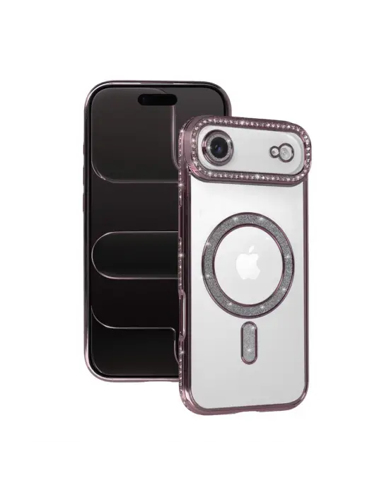 Apple İphone 17 Air Joke Simli Magneticsafe Kılıf - Pembe