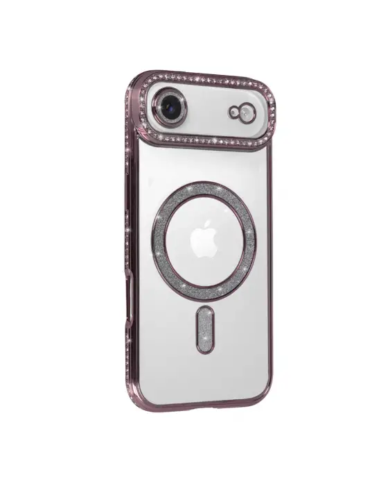 Apple İphone 17 Air Joke Simli Magneticsafe Kılıf - Pembe