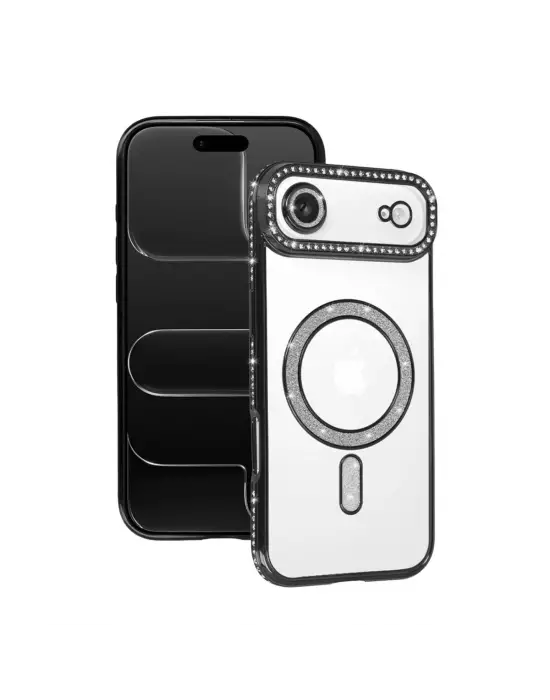 Apple İphone 17 Air Joke Simli Magneticsafe Kılıf - Siyah