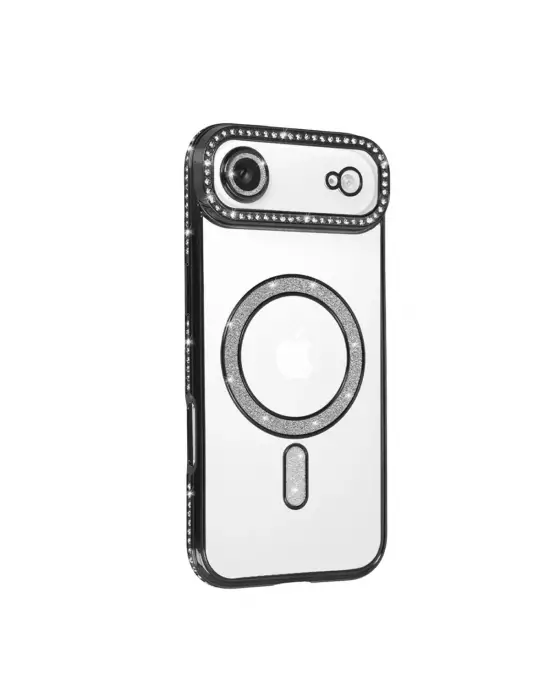 Apple İphone 17 Air Joke Simli Magneticsafe Kılıf - Siyah