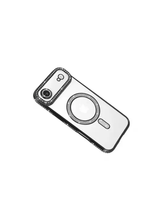 Apple İphone 17 Air Joke Simli Magneticsafe Kılıf - Siyah