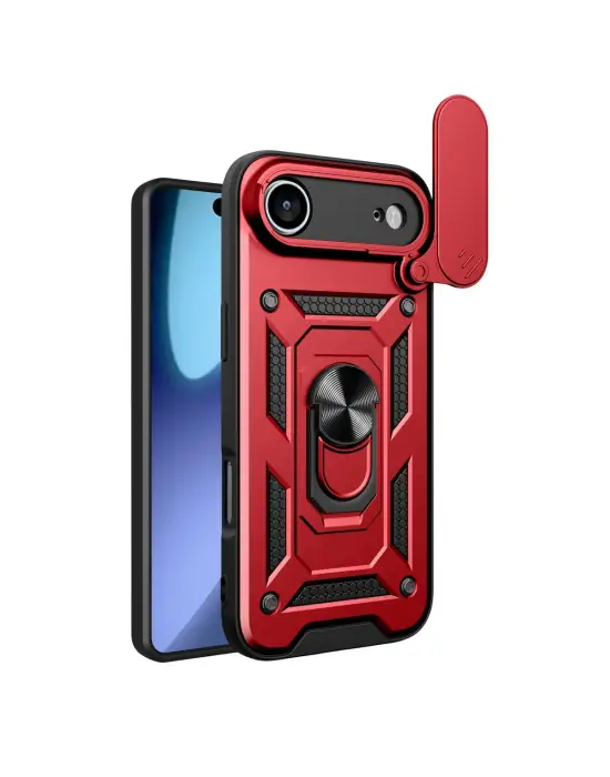 Apple İphone 17 Air Pars Lens Yüzüklü Silikon - Kırmızı