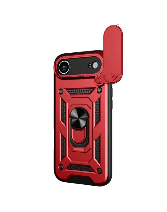 Apple İphone 17 Air Pars Lens Yüzüklü Silikon - Kırmızı