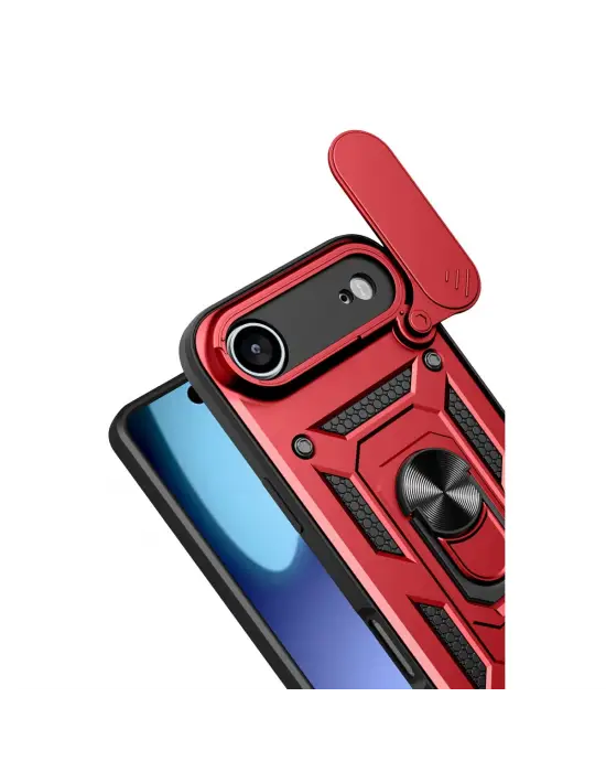 Apple İphone 17 Air Pars Lens Yüzüklü Silikon - Kırmızı
