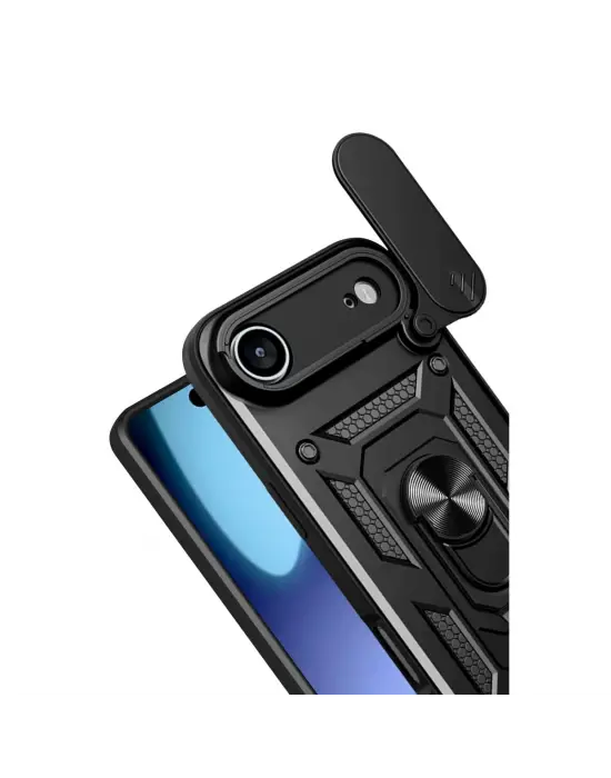 Apple İphone 17 Air Pars Lens Yüzüklü Silikon - Siyah