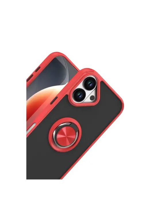 Apple İphone 17 Montreal Yüzüklü Silikon Kapak - Kırmızı